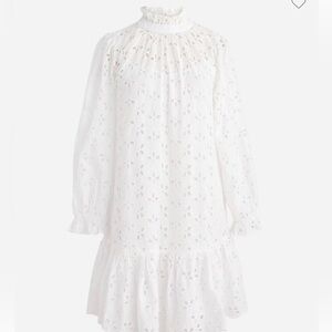 J Crew Ruffleneck mini dress in eyelet